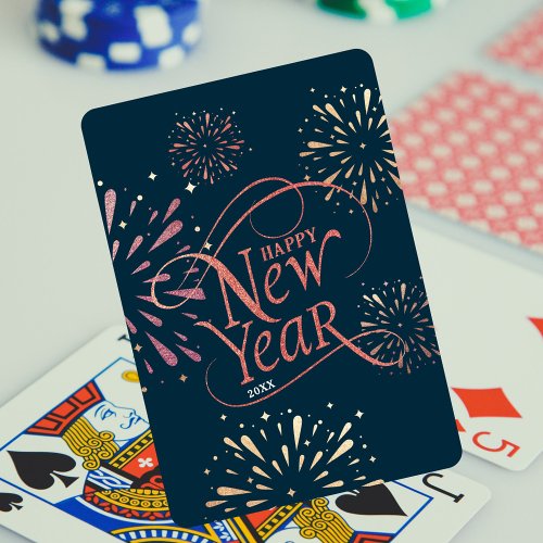 Happy New Year Gold Foil Script Playing Cards
