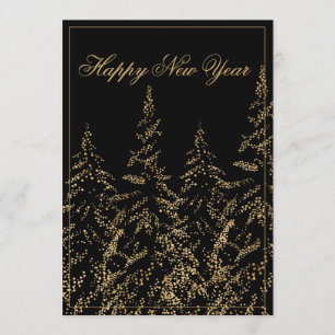 Happy New Year Gold Glitter Elegant Holiday Card