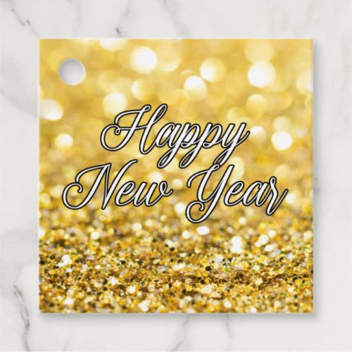 Happy New Year Gold Glitter Party 2022 Glam Custom Favor Tags