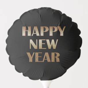 Happy New Year Gold Metallic Text Image Balloon