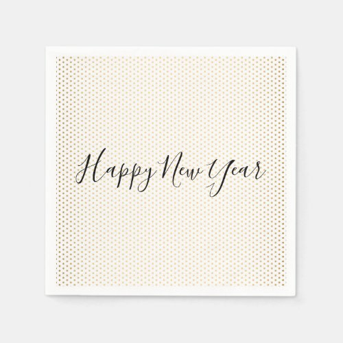 Happy New Year Gold Polka Dot Holiday Napkin