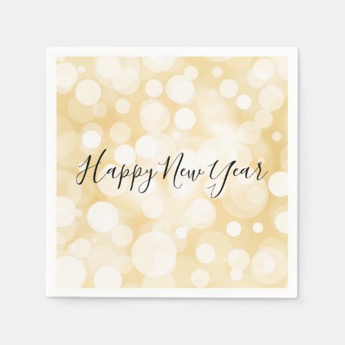 Happy New Year Gold Polka Dot Holiday Napkin