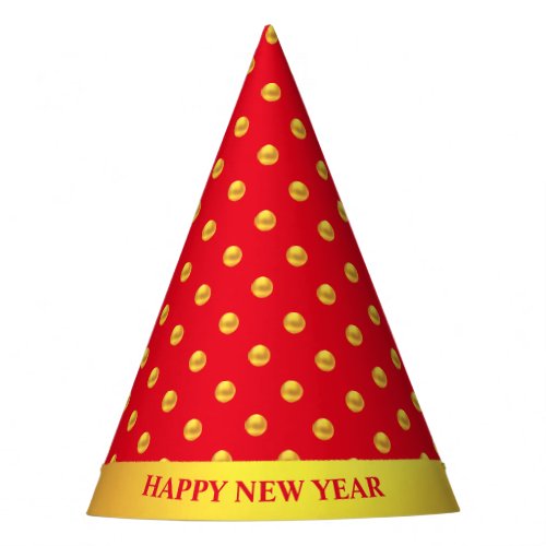 Happy New Year  Gold Polka Dots Party Hat