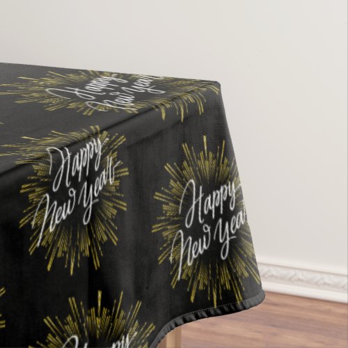 HAPPY NEW YEAR GOLDEN FIREWORKS TABLECLOTH