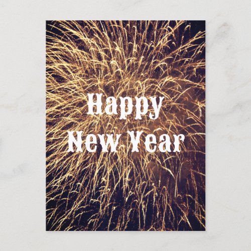 Happy New Year Golden Fireworks Trendy 2023 Cool Postcard