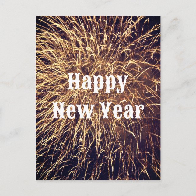 Happy New Year Golden Fireworks Trendy 2023 Cool Postcard (Front)