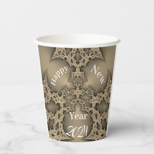 Happy New Year _ golden fractal Paper Cups