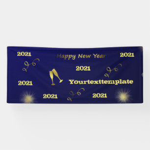 happy new year, golden text 2021, personalize banner