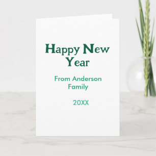 Happy new year green add family name year simple card