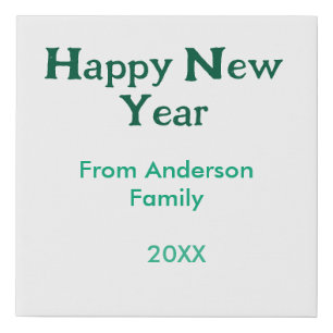 Happy new year green add family name year simple  faux canvas print