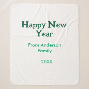 Happy new year green add family name year simple  sherpa blanket