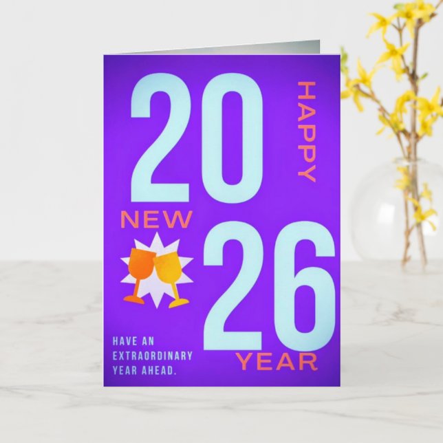 Happy New Year Greeting Card – Festive Holiday (Yellow Flower)