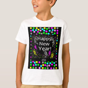 Happy New Year Greetings Boys White Basic T Shirt