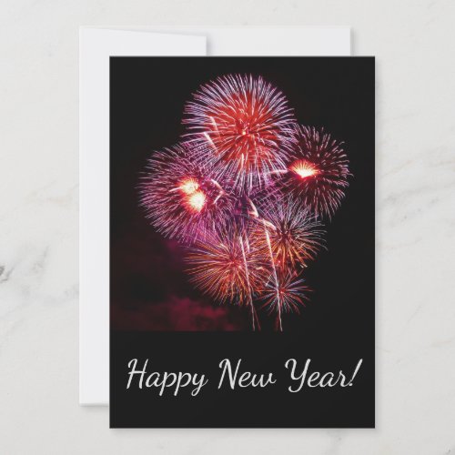 Happy New Year Greetings Fireworks Celebrate Holiday Card
