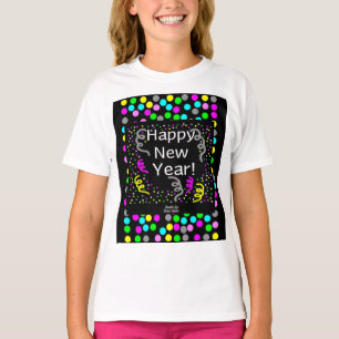 Happy New Year Greetings Girls White Basic T Shirt