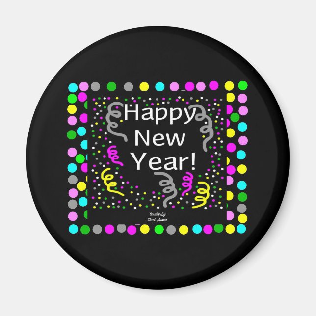 Happy New Year Greetings Round Magnet (Front)