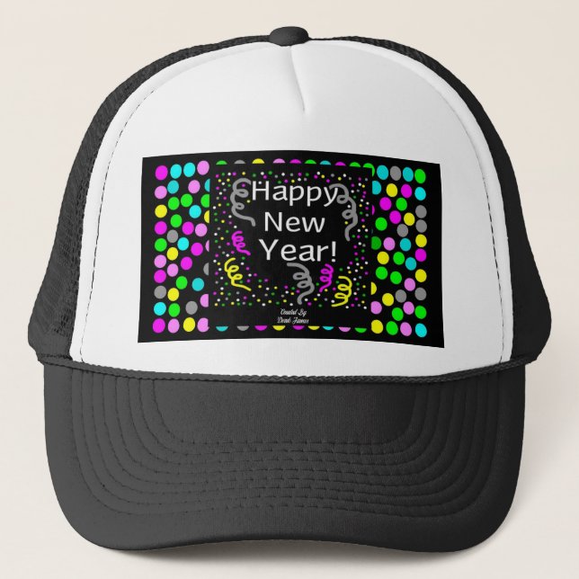Happy New Year Greetings Trucker Hat (Front)