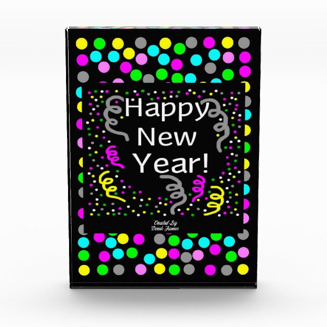 Happy New Year Greetings Vertical Photo Block (Front)