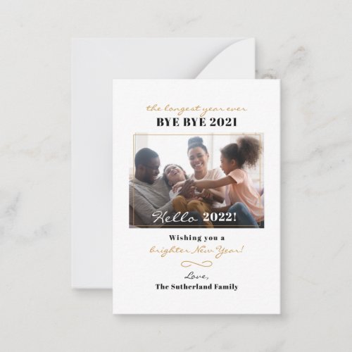 Happy New Year Hand_Lettered Family Photo Holiday Note Card