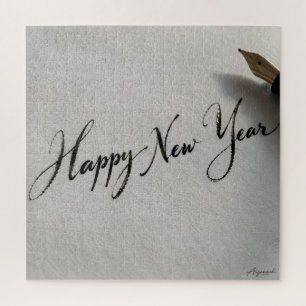 Happy New Year Handwritten Ink Jigsaw Puzzle