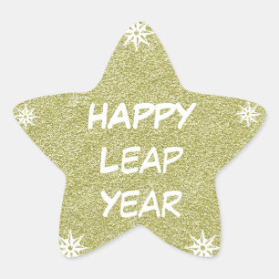 Happy New Year, Happy Leap Year Gold Glitter Star Star Sticker