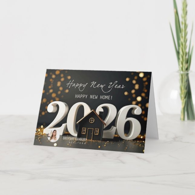 Happy New Year Happy New Home Real Estate Realtor Holiday Card (Front)