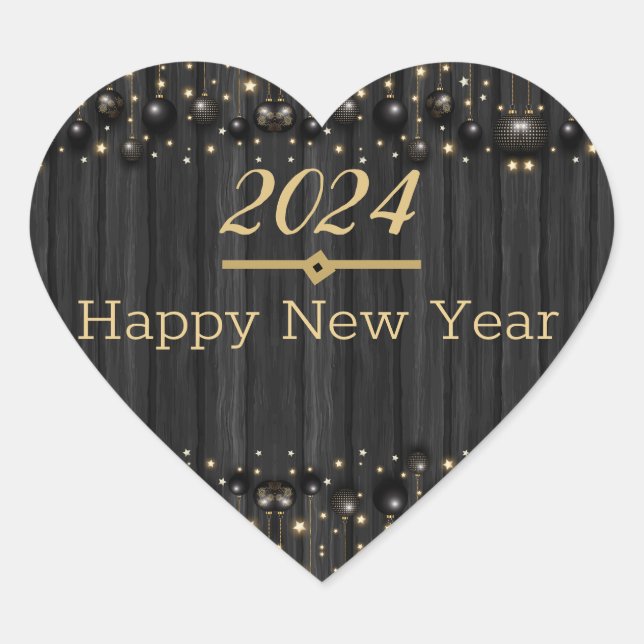 happy new year heart Sticker  (Front)