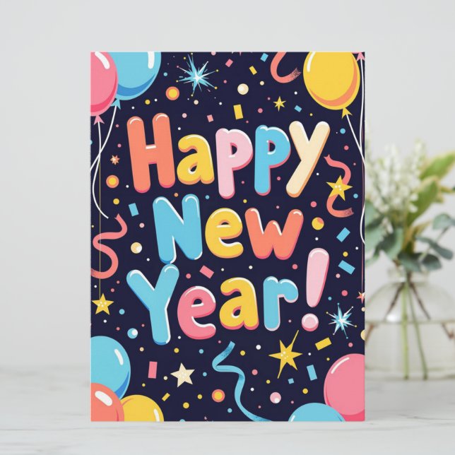 Happy New Year  Holiday Card (Standing Front)