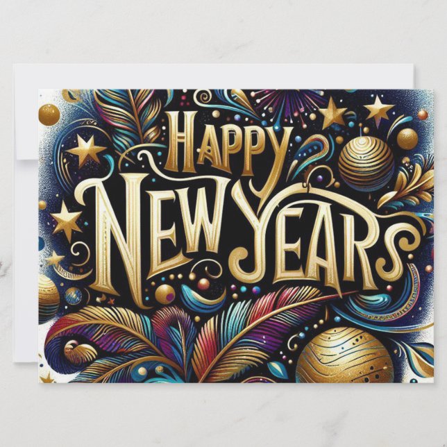 Happy New Year  Holiday Card (Front)