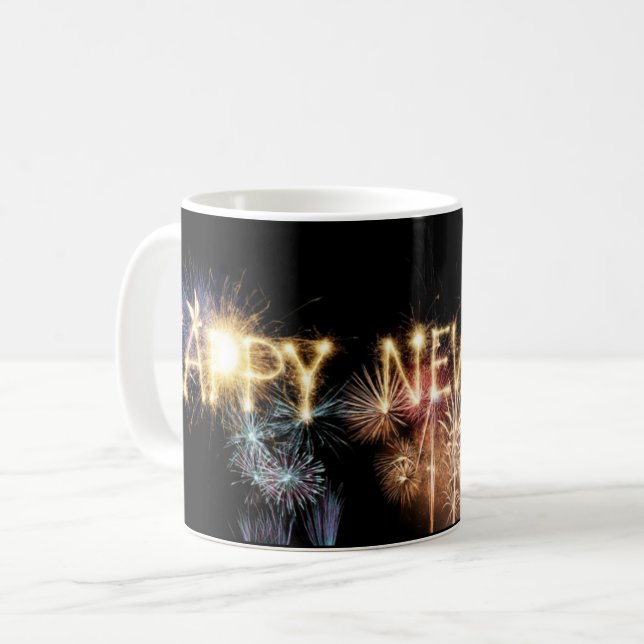 Happy New Year Holiday Fireworks Celebration Mug (Front Left)