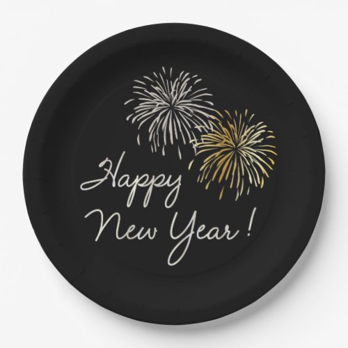 Happy New Year Holiday Fireworks Paper Plates