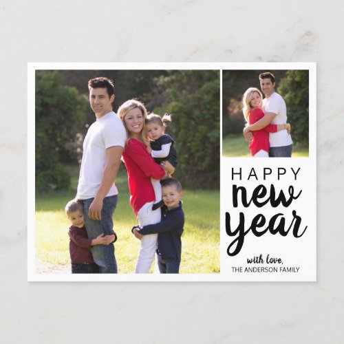 Happy New Year Holiday Photo Simple Modern Script