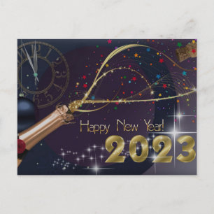 Happy new year holiday postcard