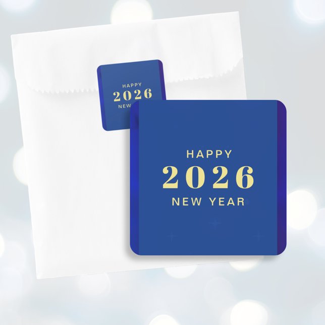 Happy New Year Holiday Square Sticker (Happy New Year Holiday Square Sticker)