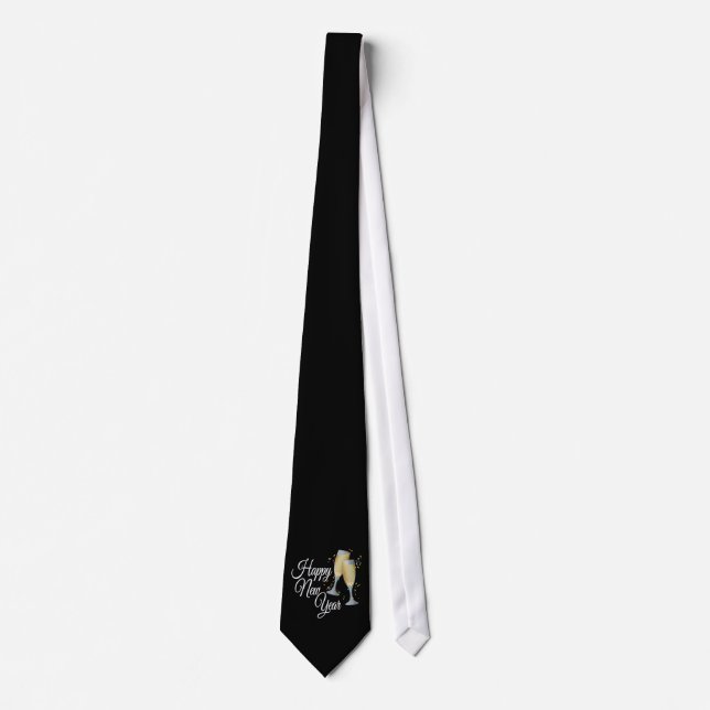 Happy New Year I Champagne Glasses Neck Tie (Front)