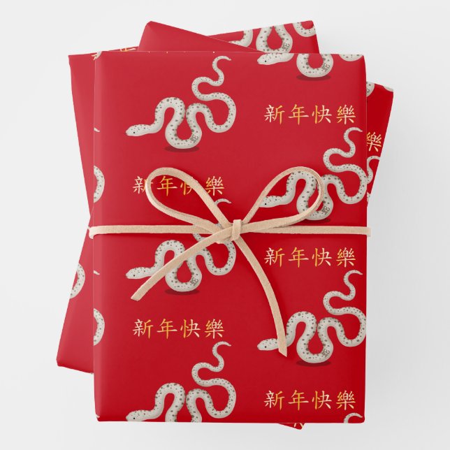 "Happy New Year" in Chinese 2025 Snake Wrapping Paper Sheets (In situ)