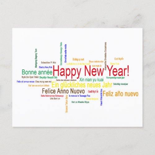 Happy New Year in different languages Holiday Postcard