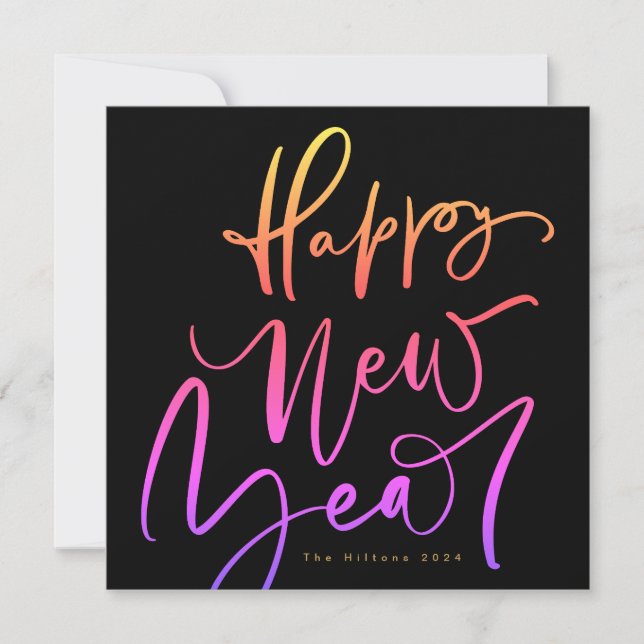 Happy New Year in Tropical text Holiday Card (Front)
