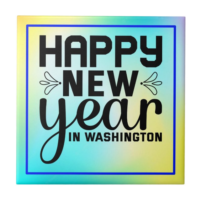 Happy New Year in Washington-54688 Ceramic Tile (Front)