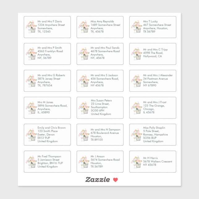 Happy New Year Individual Recipients Name Address Sticker (Sheet)