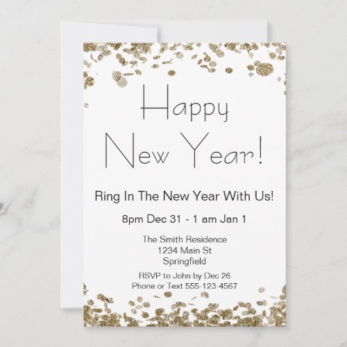 Happy New Year Invitation with gold and black