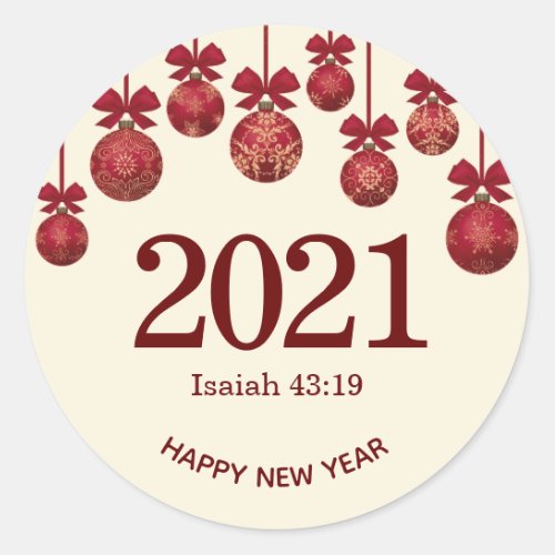 Happy New Year  Isaiah 4319 Christmas  2021 Classic Round Sticker