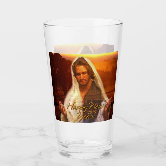 Happy New Year Jesus 2019 Glass (Front)