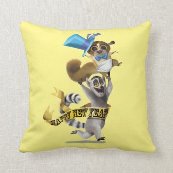 Happy New Year Julien And Mort Throw Pillow by madagascar at Zazzle