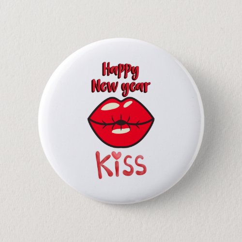 Happy New Year Kiss Lips Button