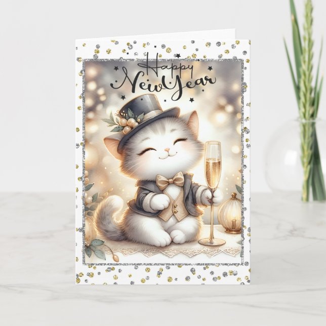 Happy New Year Kitty Card (Front)