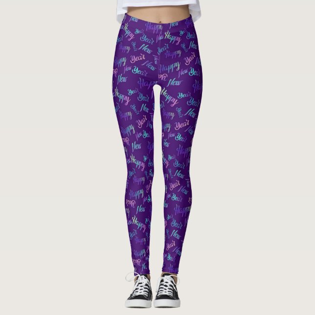 Happy New Year Leggings (Purple) (Front)
