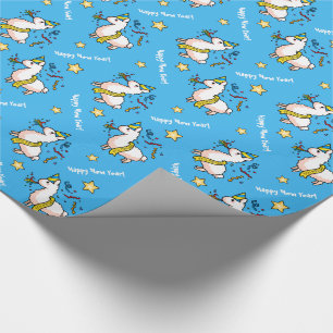 Happy New Year Llama Wrapping Paper