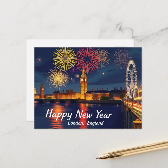 Happy New Year London Celebration  Postcard (Front/Back In Situ)