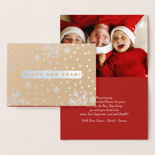 Happy New Year Luxury Real Foil Photo Card